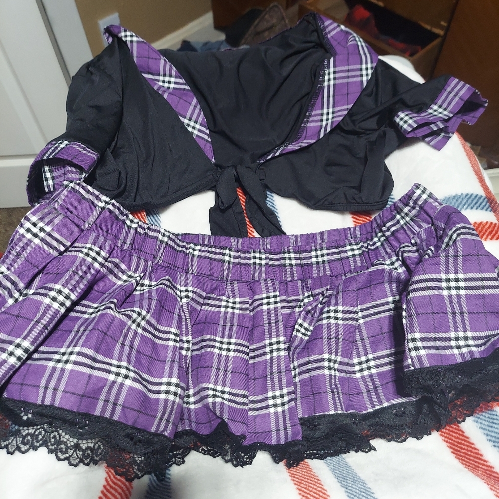 2-3xl Adone Purple sexy school girl matching set